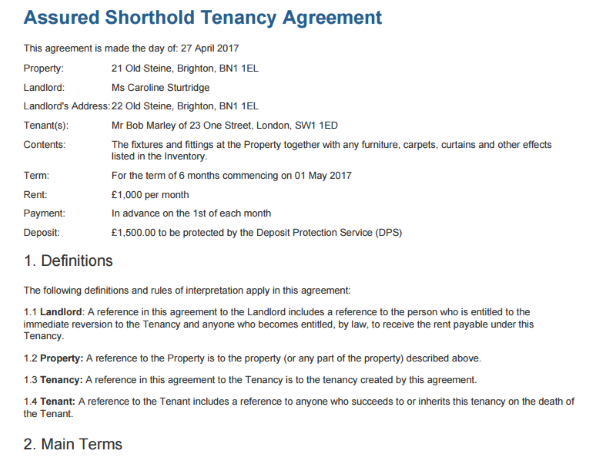 Example Tenancy Agreement